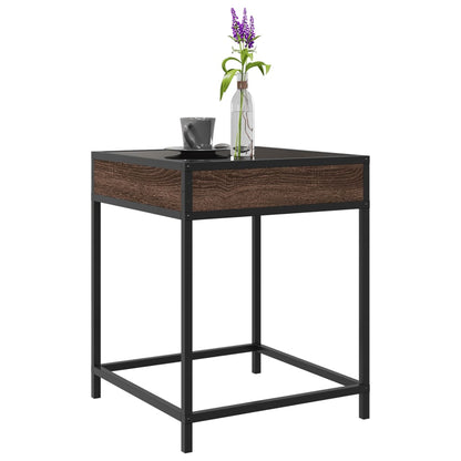 Coffee Table with Infinity LED Brown Oak 40x40x51 cm