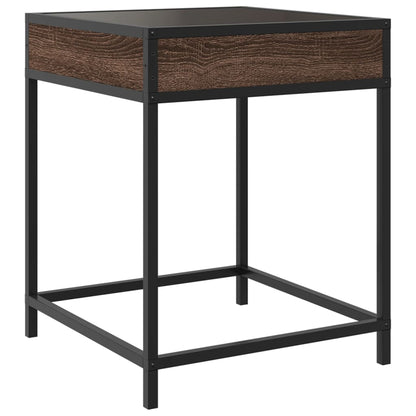 Coffee Table with Infinity LED Brown Oak 40x40x51 cm