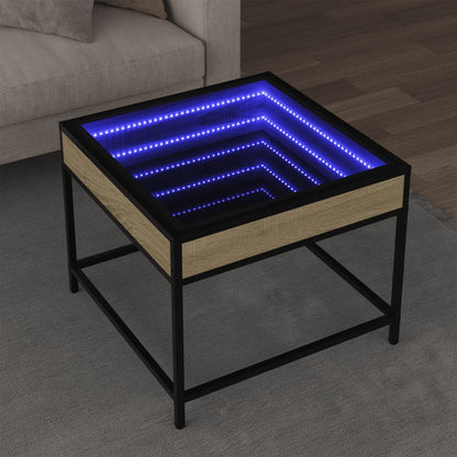 Coffee Table with Infinity LED Sonoma Oak 50x50x41 cm