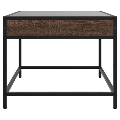 Coffee Table with Infinity LED Brown Oak 50x50x41 cm