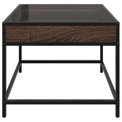 Coffee Table with Infinity LED Brown Oak 50x50x41 cm
