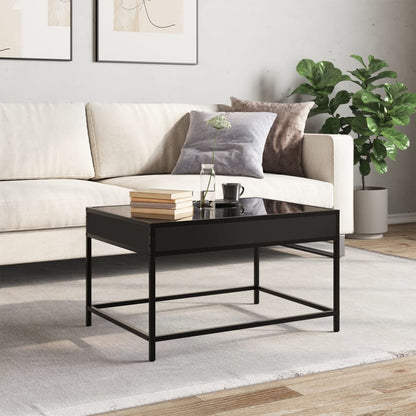 Coffee Table with Infinity LED Black 70x50x41 cm