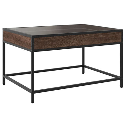 Coffee Table with Infinity LED Brown Oak 70x50x41 cm