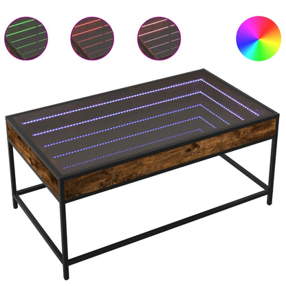 Coffee Table with Infinity LED Smoked Oak 90x50x41 cm