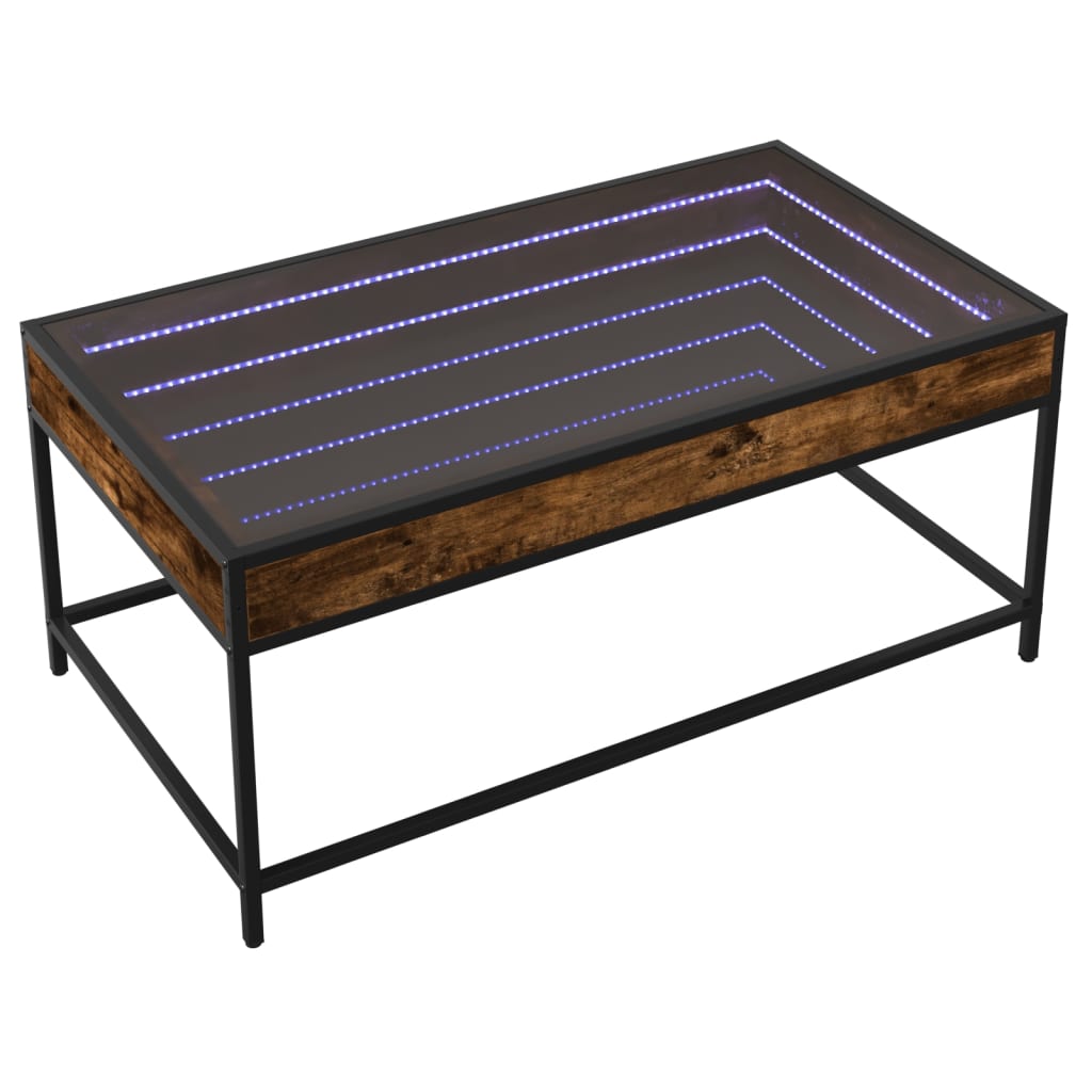 Coffee Table with Infinity LED Smoked Oak 90x50x41 cm