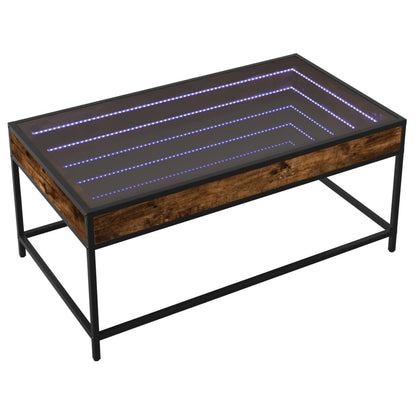 Coffee Table with Infinity LED Smoked Oak 90x50x41 cm