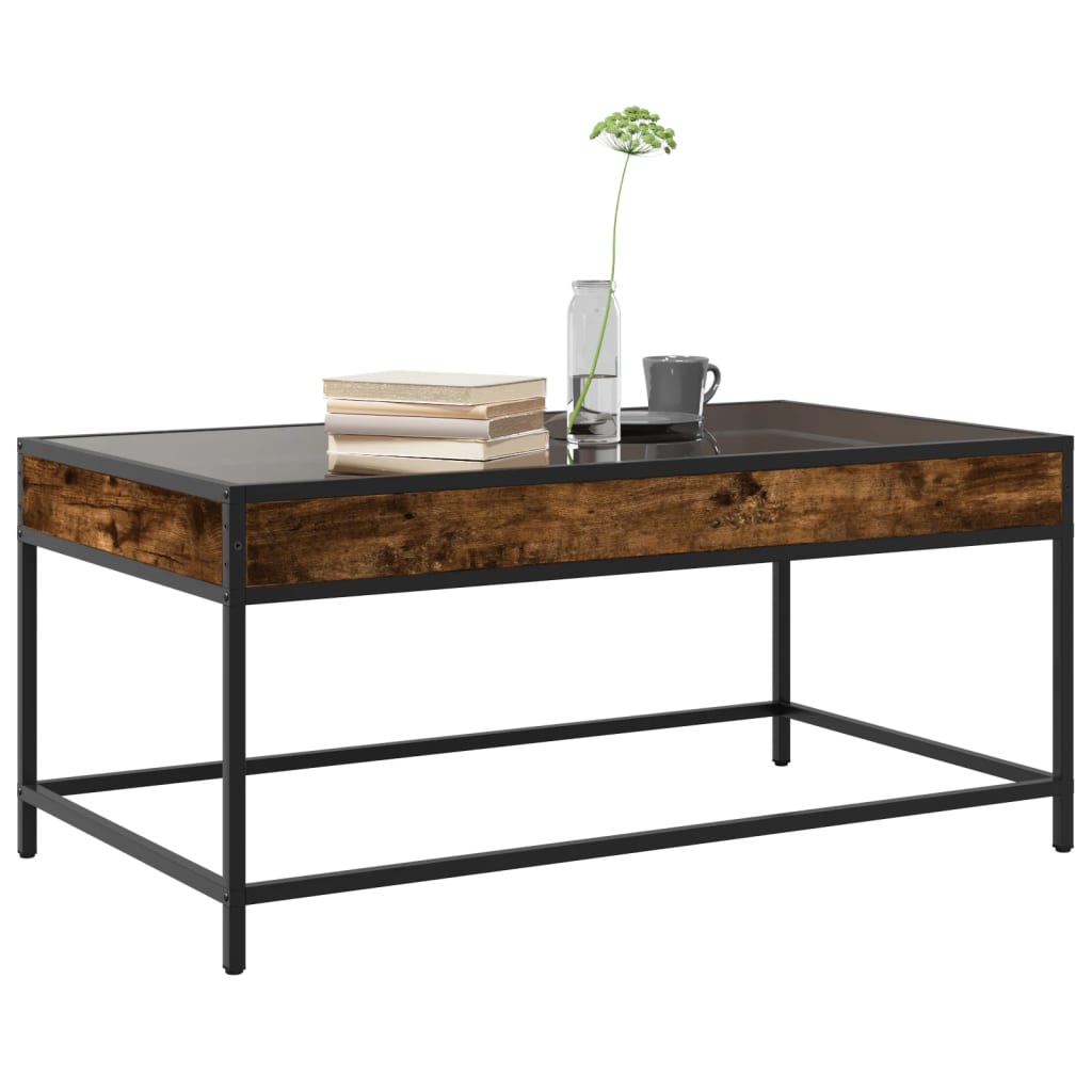 Coffee Table with Infinity LED Smoked Oak 90x50x41 cm