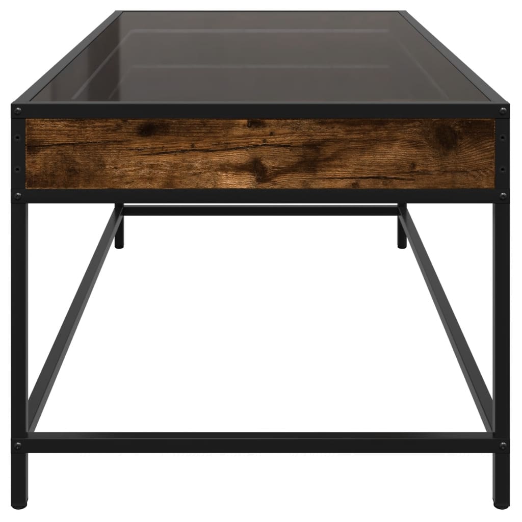 Coffee Table with Infinity LED Smoked Oak 90x50x41 cm