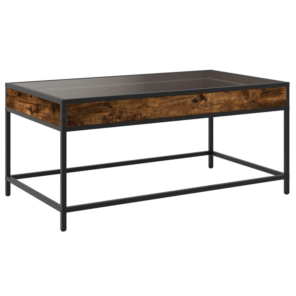 Coffee Table with Infinity LED Smoked Oak 90x50x41 cm