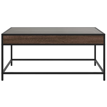 Coffee Table with Infinity LED Brown Oak 90x50x41 cm