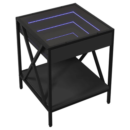 Coffee Table with Infinity LED Black 40x40x49 cm
