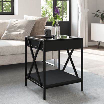 Coffee Table with Infinity LED Black 40x40x49 cm