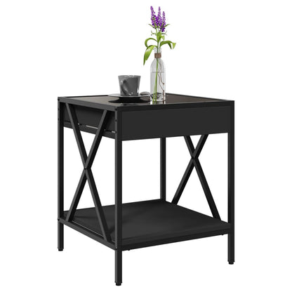 Coffee Table with Infinity LED Black 40x40x49 cm