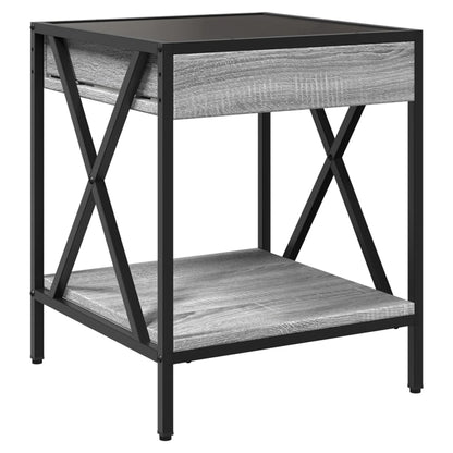 Coffee Table with Infinity LED Grey Sonoma 40x40x49 cm