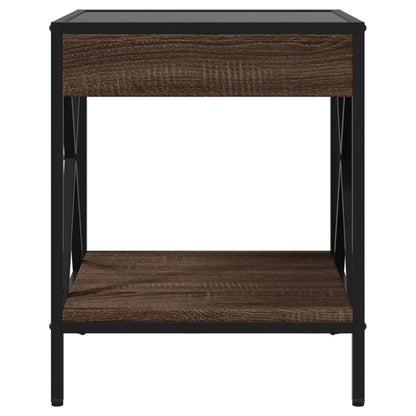 Coffee Table with Infinity LED Brown Oak 40x40x49 cm
