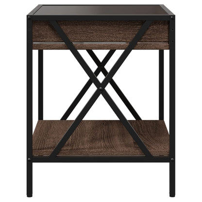 Coffee Table with Infinity LED Brown Oak 40x40x49 cm