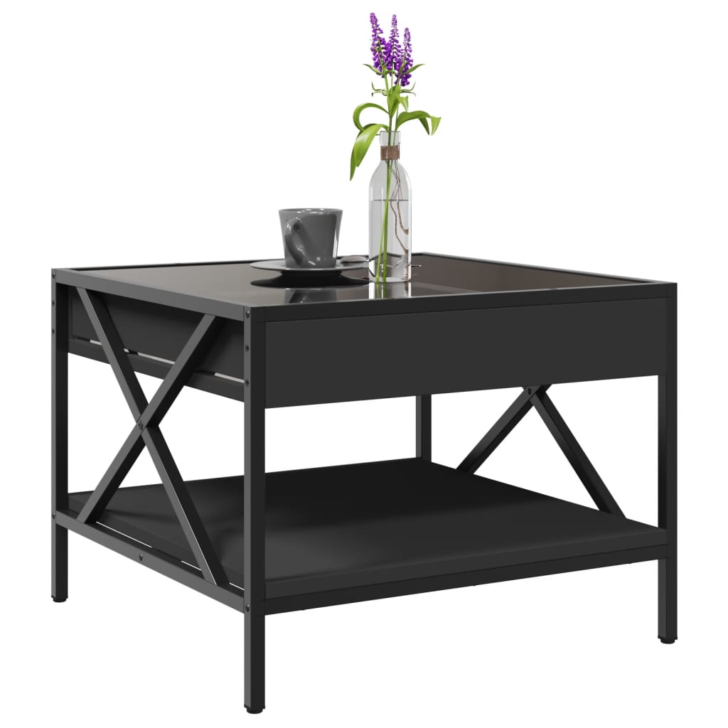 Coffee Table with Infinity LED Black 50x50x38 cm