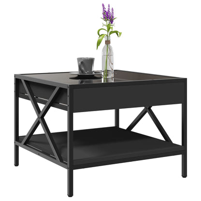 Coffee Table with Infinity LED Black 50x50x38 cm