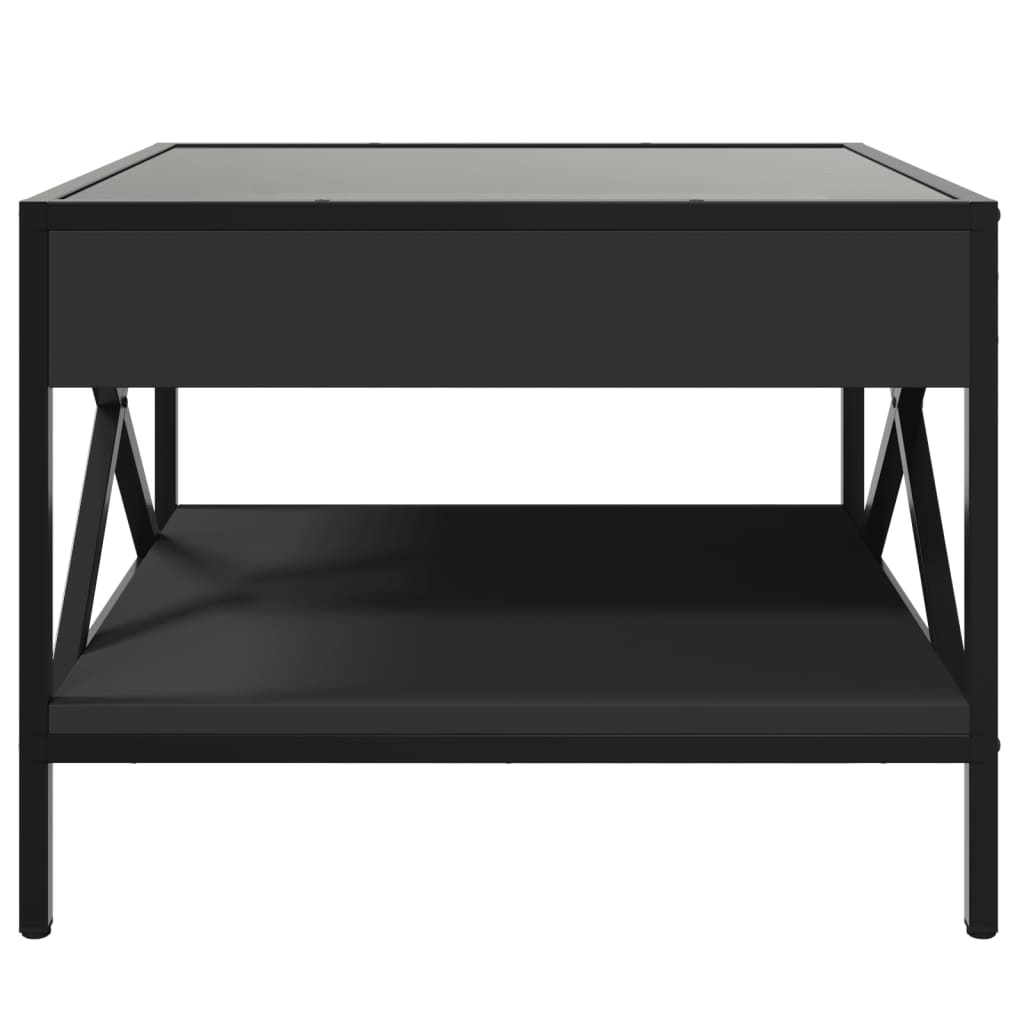Coffee Table with Infinity LED Black 50x50x38 cm