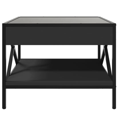 Coffee Table with Infinity LED Black 50x50x38 cm