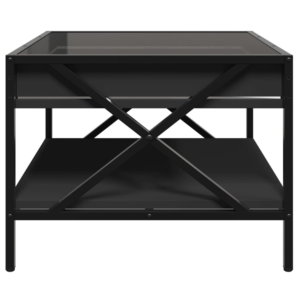 Coffee Table with Infinity LED Black 50x50x38 cm