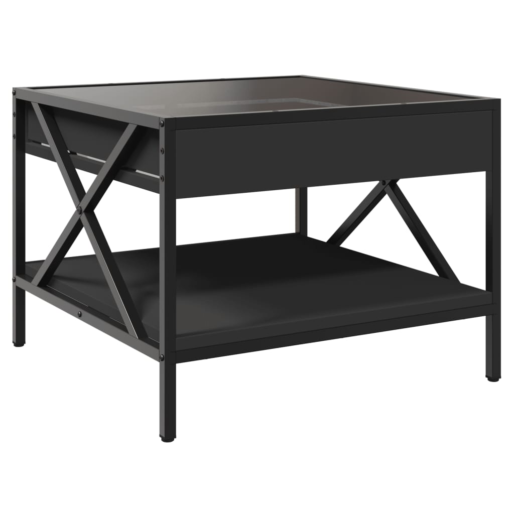 Coffee Table with Infinity LED Black 50x50x38 cm