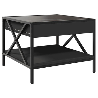 Coffee Table with Infinity LED Black 50x50x38 cm