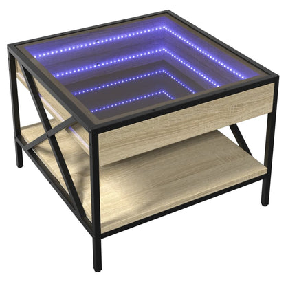 Coffee Table with Infinity LED Sonoma Oak 50x50x38 cm