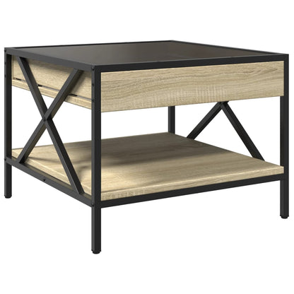 Coffee Table with Infinity LED Sonoma Oak 50x50x38 cm