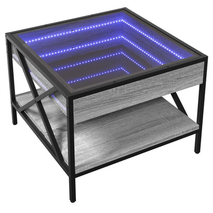 Coffee Table with Infinity LED Grey Sonoma 50x50x38 cm