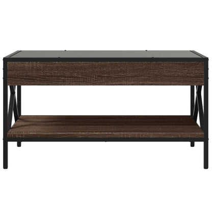 Coffee Table with Infinity LED Brown Oak 70x50x38 cm