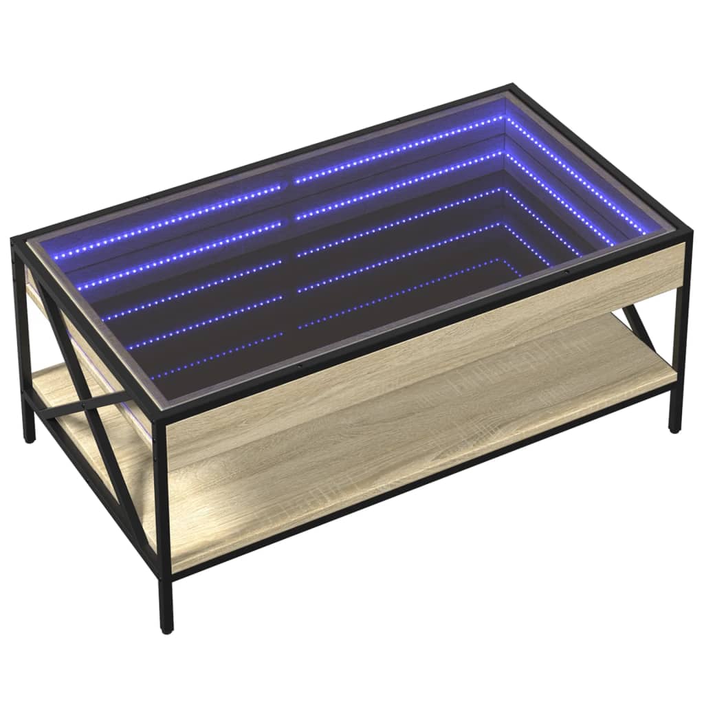 Coffee Table with Infinity LED Sonoma Oak 90x50x38 cm