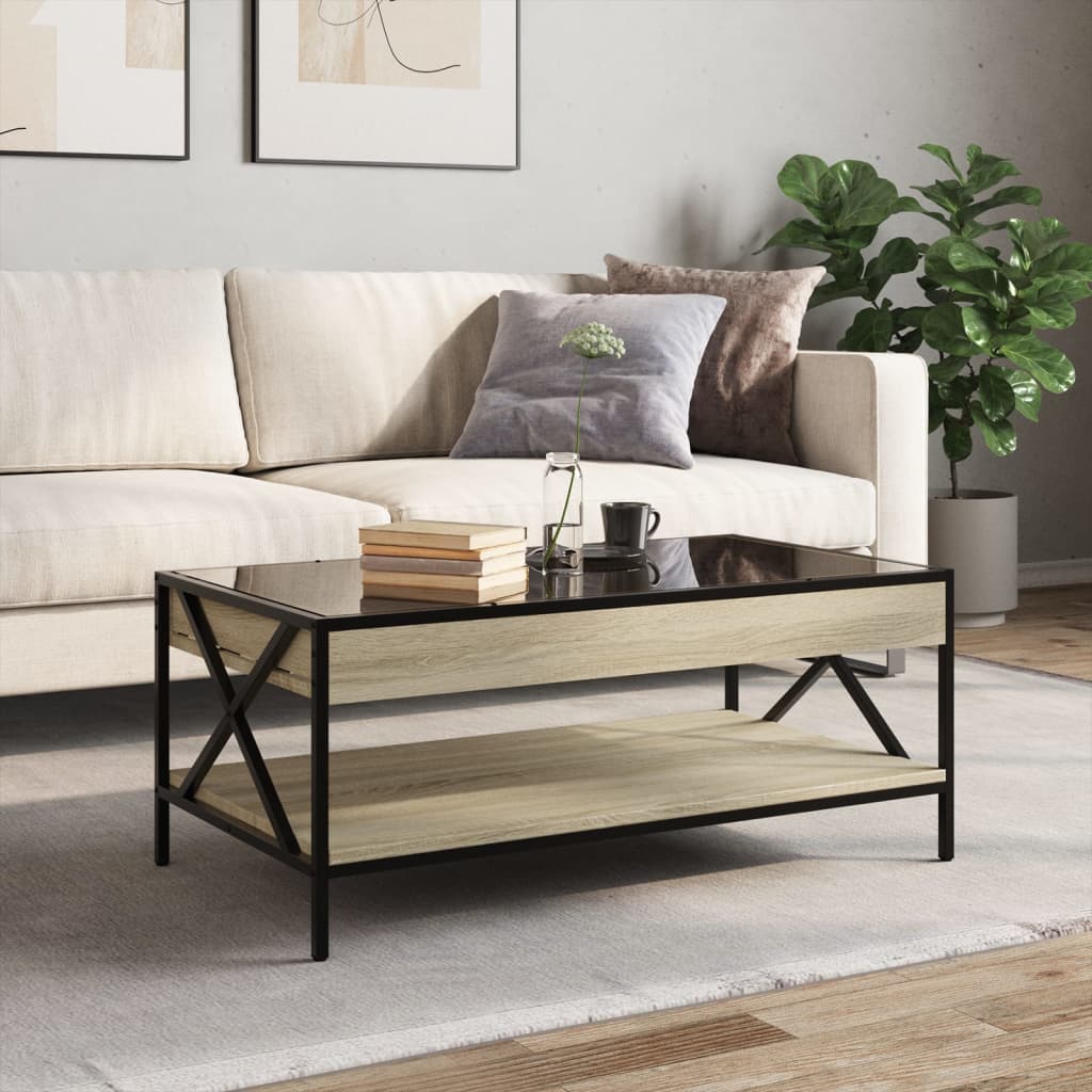 Coffee Table with Infinity LED Sonoma Oak 90x50x38 cm