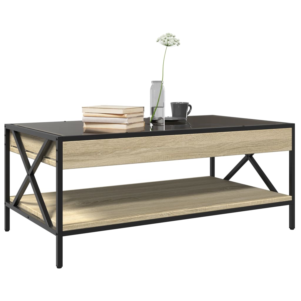 Coffee Table with Infinity LED Sonoma Oak 90x50x38 cm