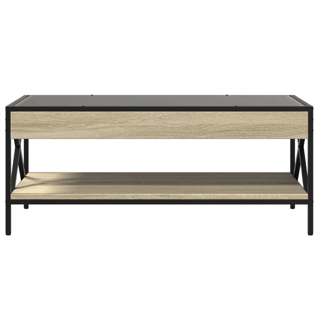 Coffee Table with Infinity LED Sonoma Oak 90x50x38 cm