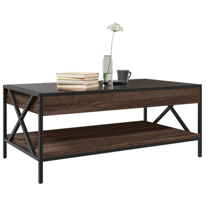 Coffee Table with Infinity LED Brown Oak 90x50x38 cm