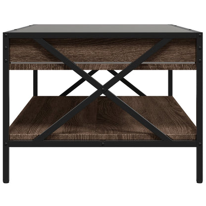 Coffee Table with Infinity LED Brown Oak 90x50x38 cm