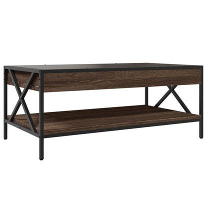 Coffee Table with Infinity LED Brown Oak 90x50x38 cm