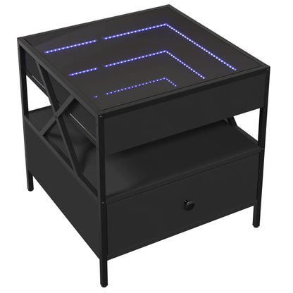 Coffee Table with Infinity LED Black 50x50x51 cm