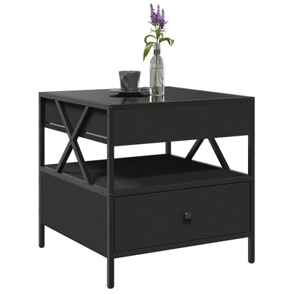 Coffee Table with Infinity LED Black 50x50x51 cm