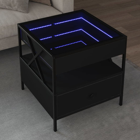 Coffee Table with Infinity LED Black 50x50x51 cm
