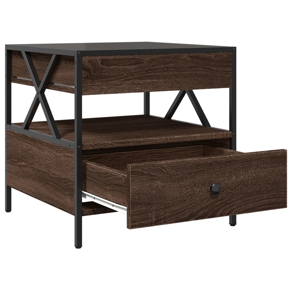 Coffee Table with Infinity LED Brown Oak 50x50x51 cm