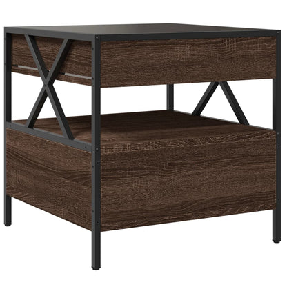 Coffee Table with Infinity LED Brown Oak 50x50x51 cm