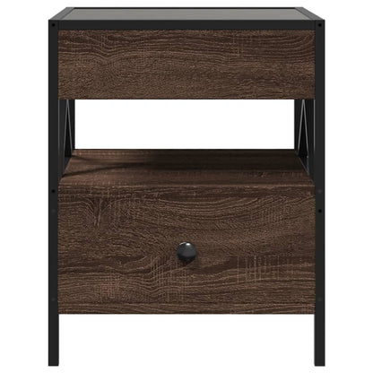 Coffee Table with Infinity LED Brown Oak 40x40x51 cm