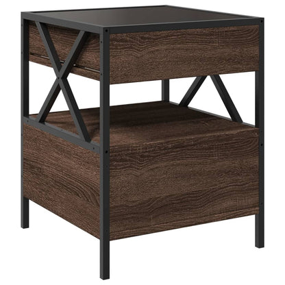 Coffee Table with Infinity LED Brown Oak 40x40x51 cm