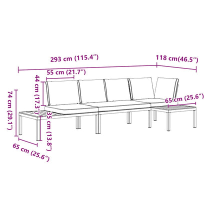 3 Piece Garden Sofa Set with Cushions Black Aluminium