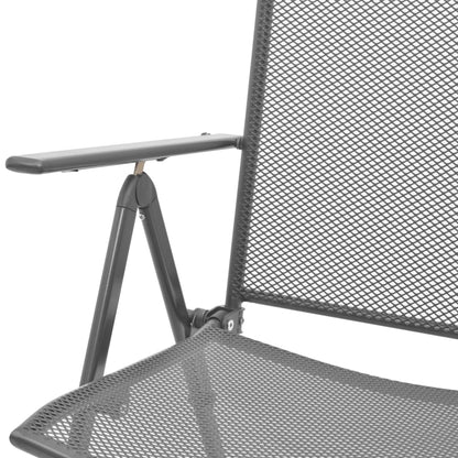 Reclining Garden Chair Set 3 pcs Anthracite Powder-coated Steel