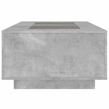 Coffee Table with Infinity LED Concrete Grey 116x69x40 cm