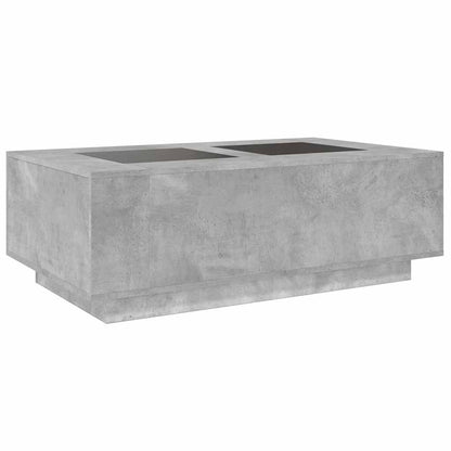 Coffee Table with Infinity LED Concrete Grey 116x69x40 cm