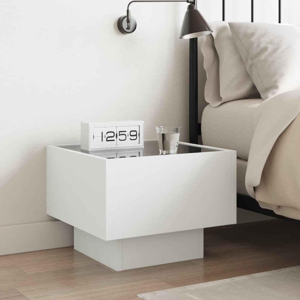 Infinity LED Bedside Table - White 40x40x30 cm Modern Design